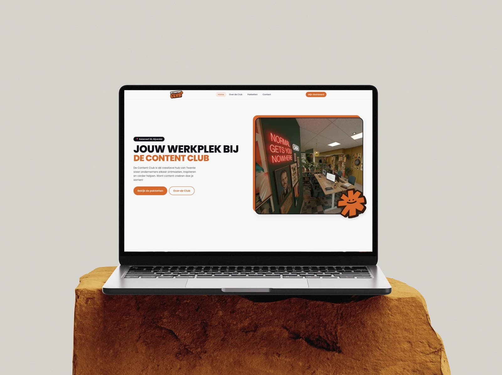 De website van De Content Club op een laptopscherm